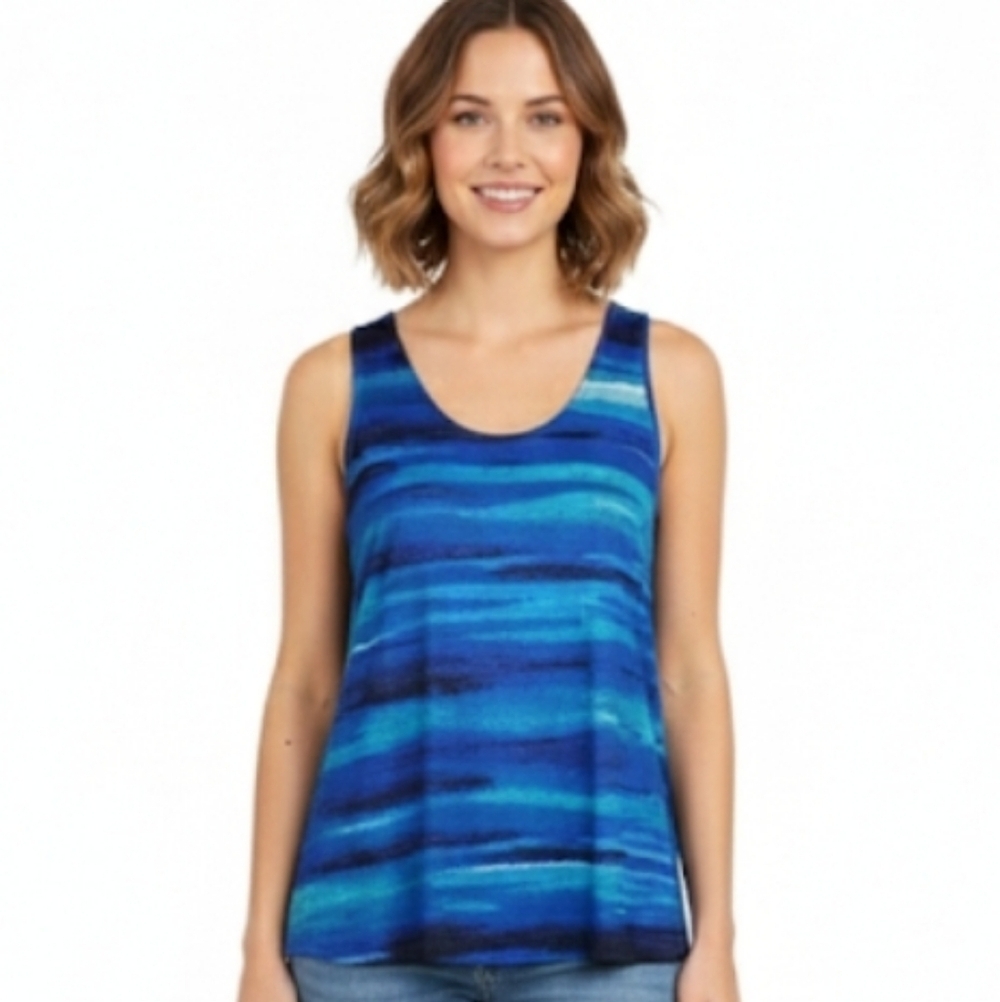 Travelers By Chico's Blue Striped Women's Tank Top Size 1
